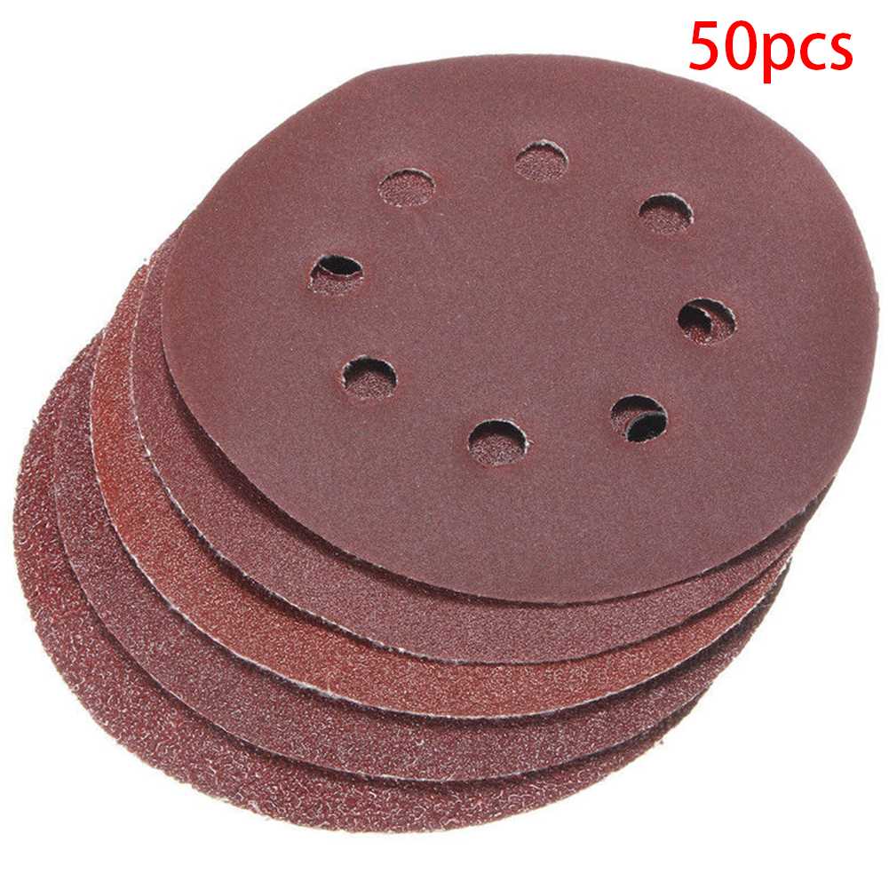 

50pcs 125mm Cleaning Polishing Hook Loop Grinding Abrasive Tools 8 Hole Multi Function 40 60 80 120 240 Grit Sanding Disc Set