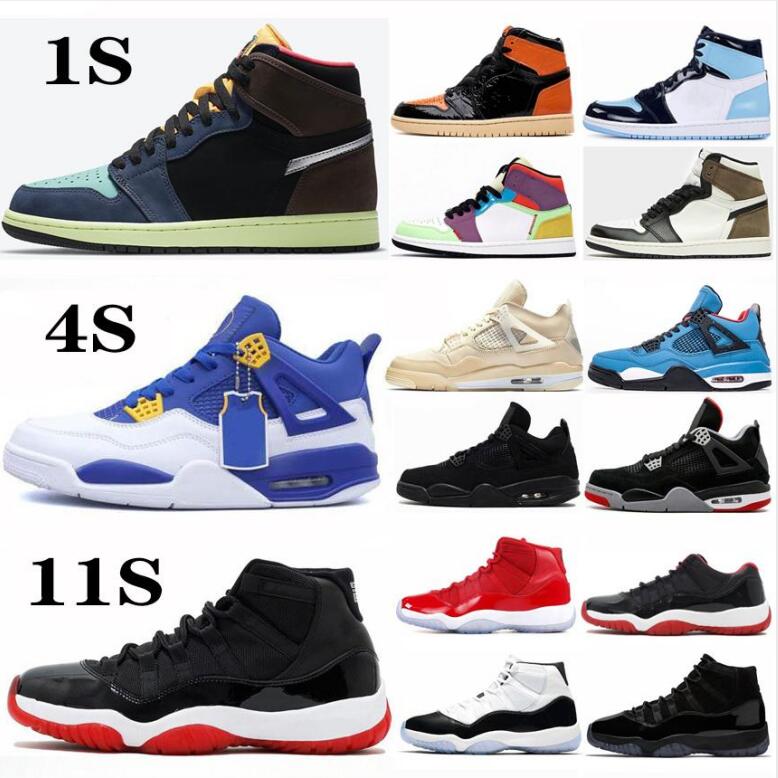 

Size 36-47 Sneakers With Box Jumpman 1 1s Mens Basketball Shoes Travis Smoke Grey Chicago Obsidian UNC Mushroom Sports Trainers