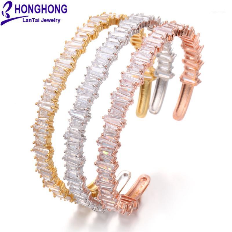 

HONGHONG High Quality rose gold bangle For women T square zircon bangle Wedding Noble elegant style Bride Fashion Jewelry1