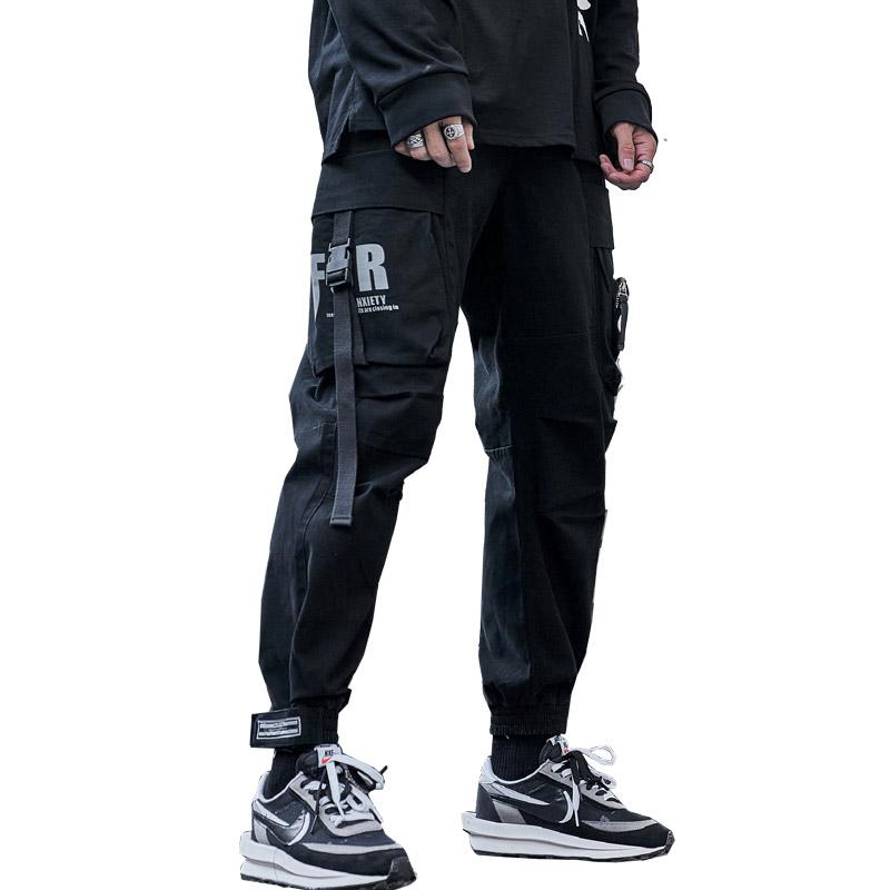 

Streetwear Mens Cargo Pants Hip Hop Cotton Jogging Trousers Men Autumn Fashion Sweatpants 2020 New Casual Pants Big Pocket, Black