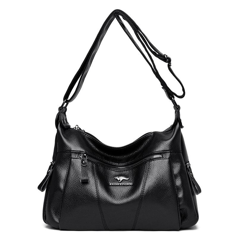 

2021 new women's PU shoulder bag classic fashion casual messenger bag women's, Black