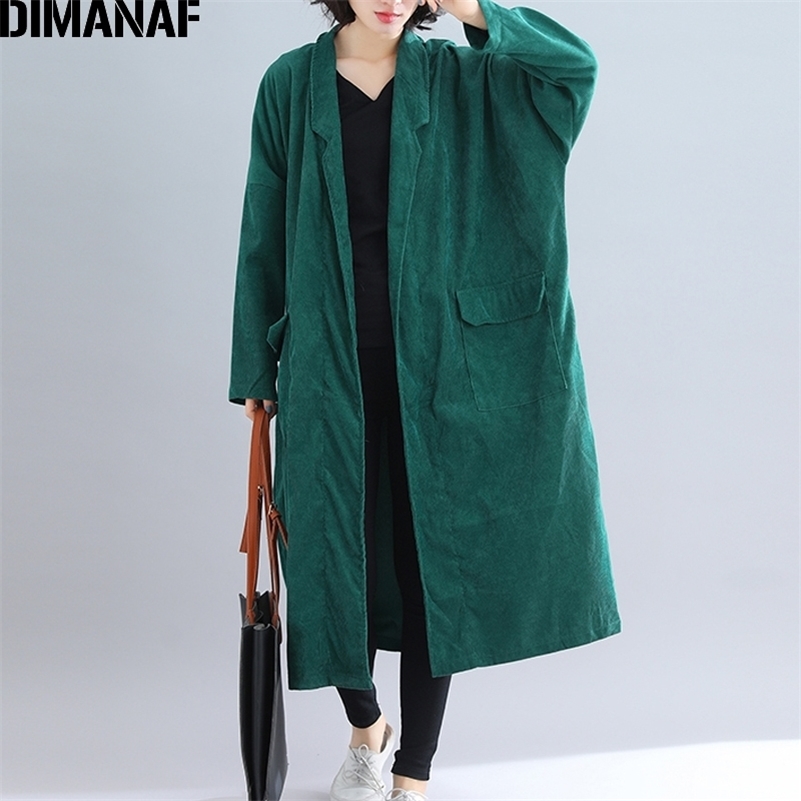 

DIMANAF Women Jackets Plus Size Long Coat Corduroy Autumn Winter Big Size Cardigan Female Clothes Loose Oversized Outerwear 2021 201112, Jjj99102cn-hei