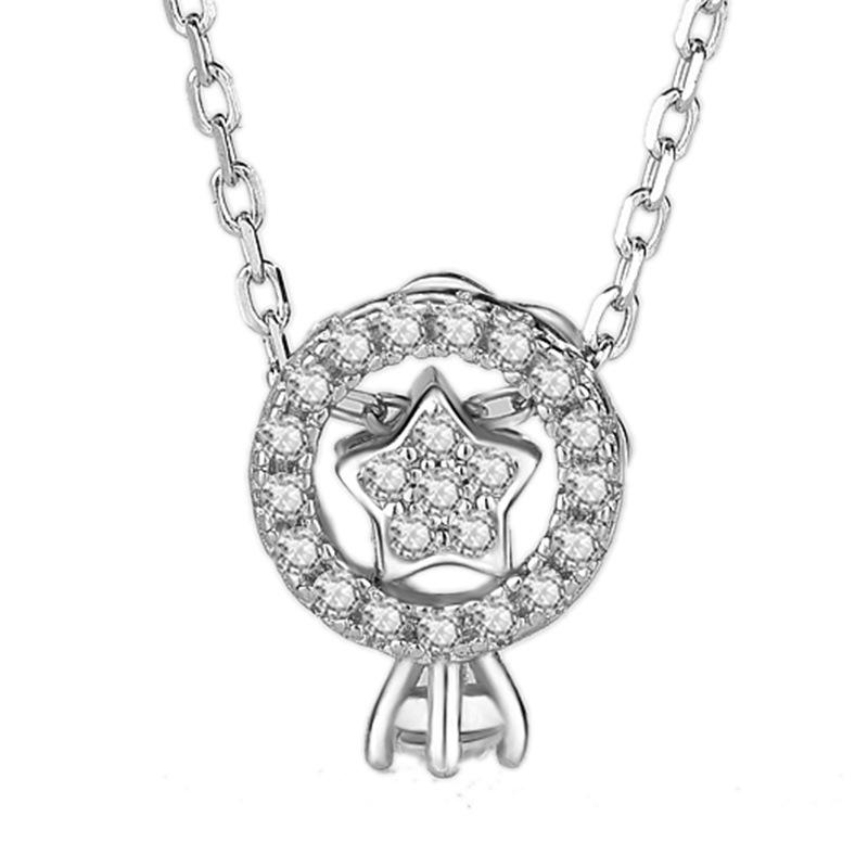 

Star Summer Fairy 925 Sterling Silver Pendant Pave Clear Micro Stone Beaded Star Necklace For Woman