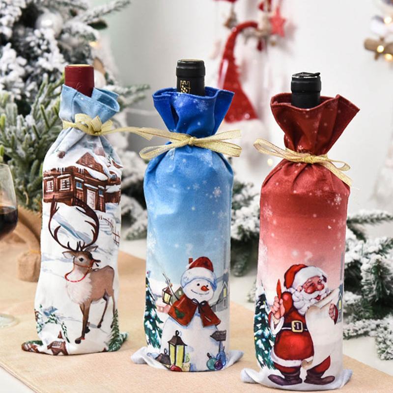 

Christmas Wine Bottle Cover Bags Santa Claus Snowman Merry Christmas Decorations for Home Dinner Table Decor Xmas Ornaments Gift