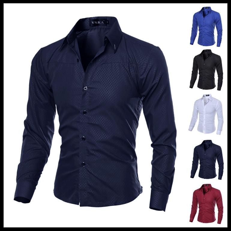 

Us Size -3XL 2020 Future Design Man Shirt Long Sleeve Silm Fit Solid Color Button Men Dress&Tops Suit Shirt