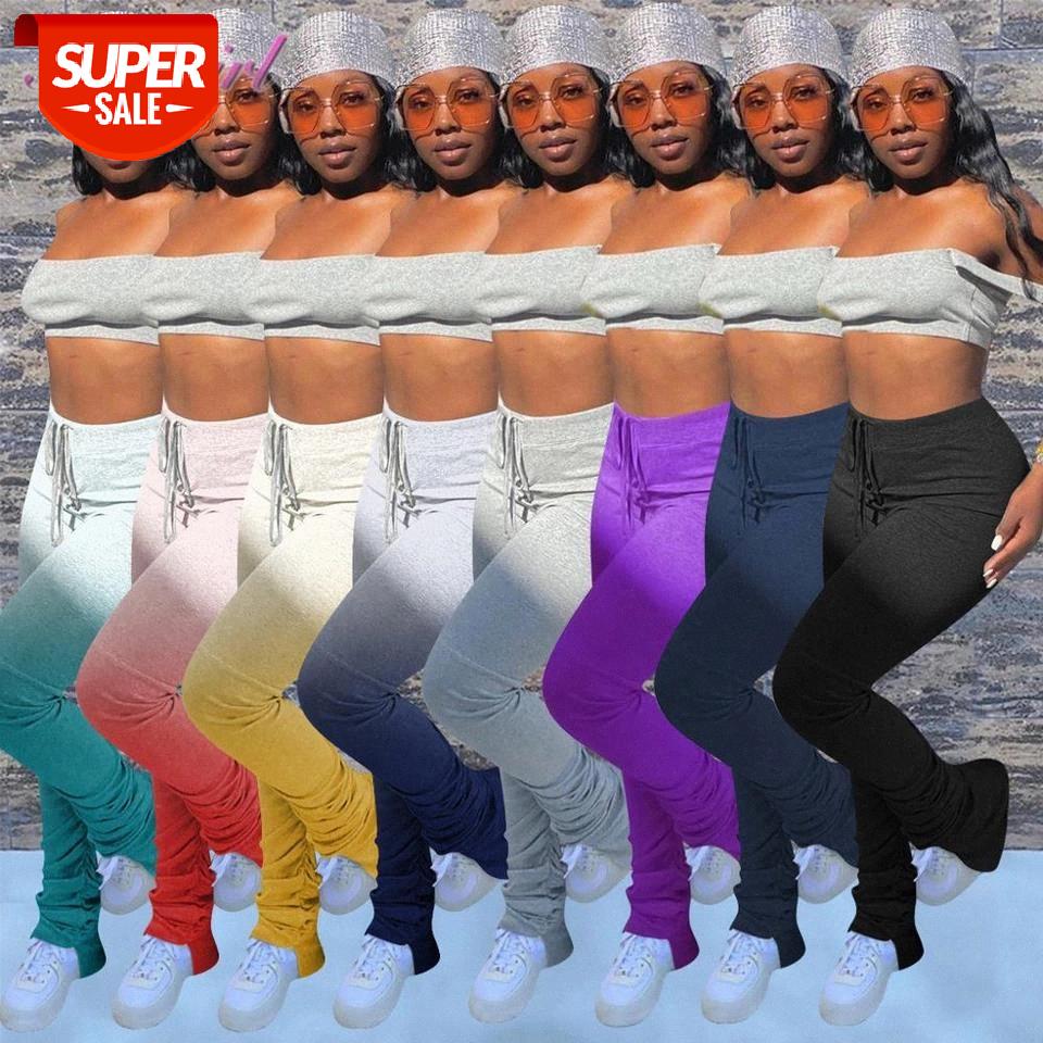 

Casual Stacked Sweatpants High Waist Split Hem Summer Pleated Pants Women New Elastic Leggings Bell Bottom Wide Leg Ruched Pants #Hd2n, Black;white