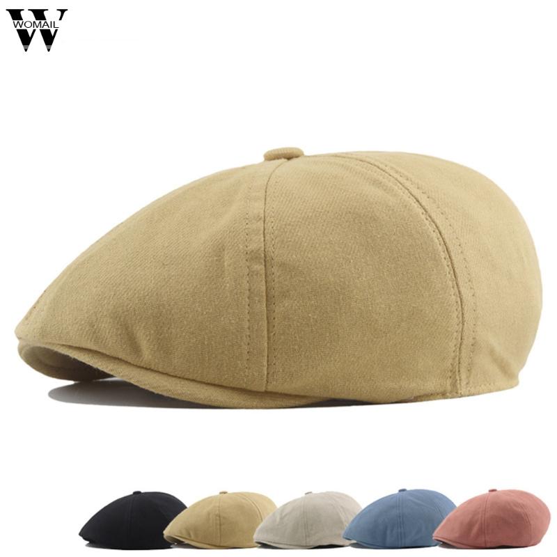 

Womail Hat Winter Unisex Fashion Vintage Solid Color  beret cap Novelty Fitted high Quality Short beret hat, Bk