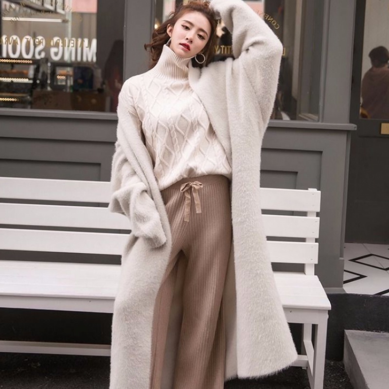 

2021 New Autumn Winter Boutique Mink Cashmere Women's Cardigan Sweater TVBA, Dark green.