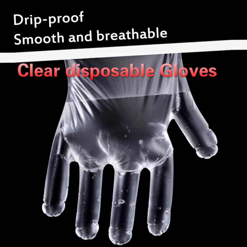 

100pcs Thicken Non-slip Clear Disposable Gloves Smooth Breathable Eco-friendly Home Beauty Beauty Salons Cleaning Accessories