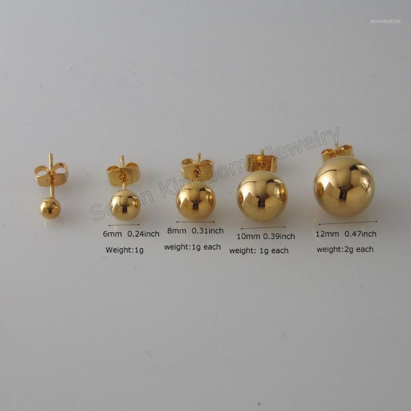 

Foromance /NEW BALL SHAPED 6 SIZES AVAILABLE - YELLOW GOLD GP OVERLAY STUD PLAIN SURFACE EARRING1