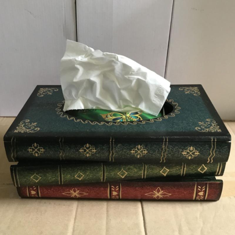

Desk Decorations Bedroom Organizer Napkin Holder Antique Book Portable Kitchen Container Elegant Wooden Accessories Tissue Box
