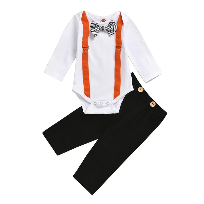 

#50 Fashionable Clothes For Babies Boy Clothes Set 2pcs Newborn Kids Girls Boys Bowknot Romper Jumpsuit+solid Pants Outfits Set, White