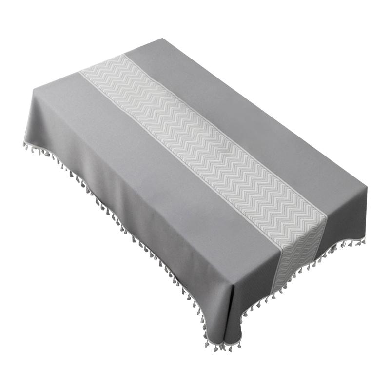 

For Kitchen Dining Room Flax Banquet Party Embroidery Tassel Home Decor Protective Dust Proof Rectangle Table Cloth Anti Dirty, Green