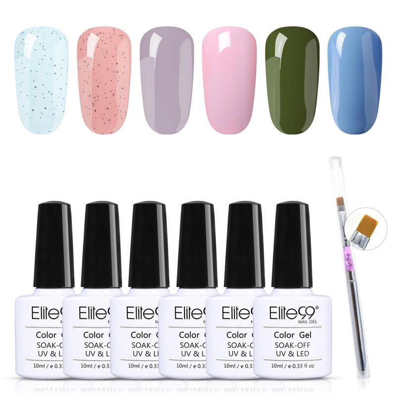 

Elite99 7 Pieces/lot Gel Nail Polish Set LED UV Gel For Nail Art Soak Off Nails Lacquer 10ml Nude Red Hybrid Polish