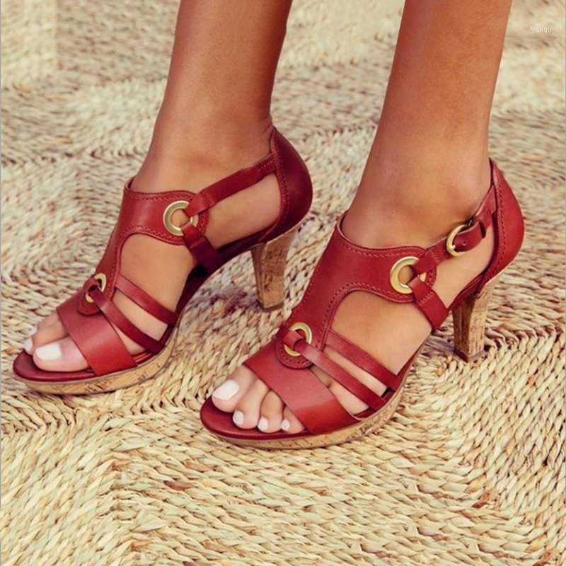 

New 2020 Style Elegant Strap Sandals Women 2020 Sandals Female Bohemian Style Summer Fashion High Heels Women's Shoes1, Green