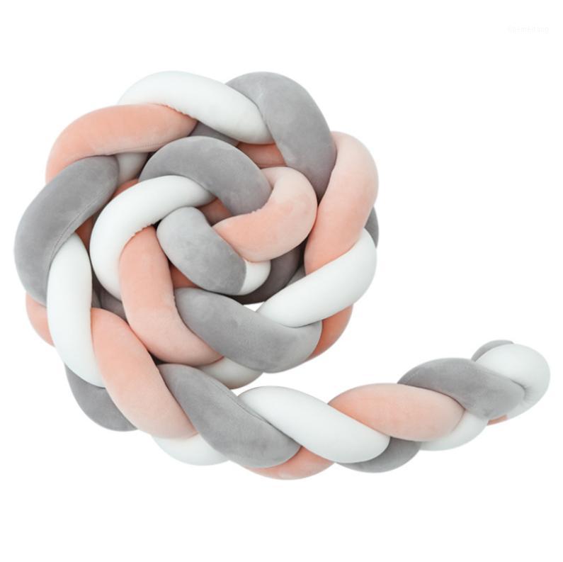 

1M/2M/3M Baby Bed Bumpers for Newborn Baby Pillow Cushion In the Crib Infant Knot Braided Bumper Protector1, Red
