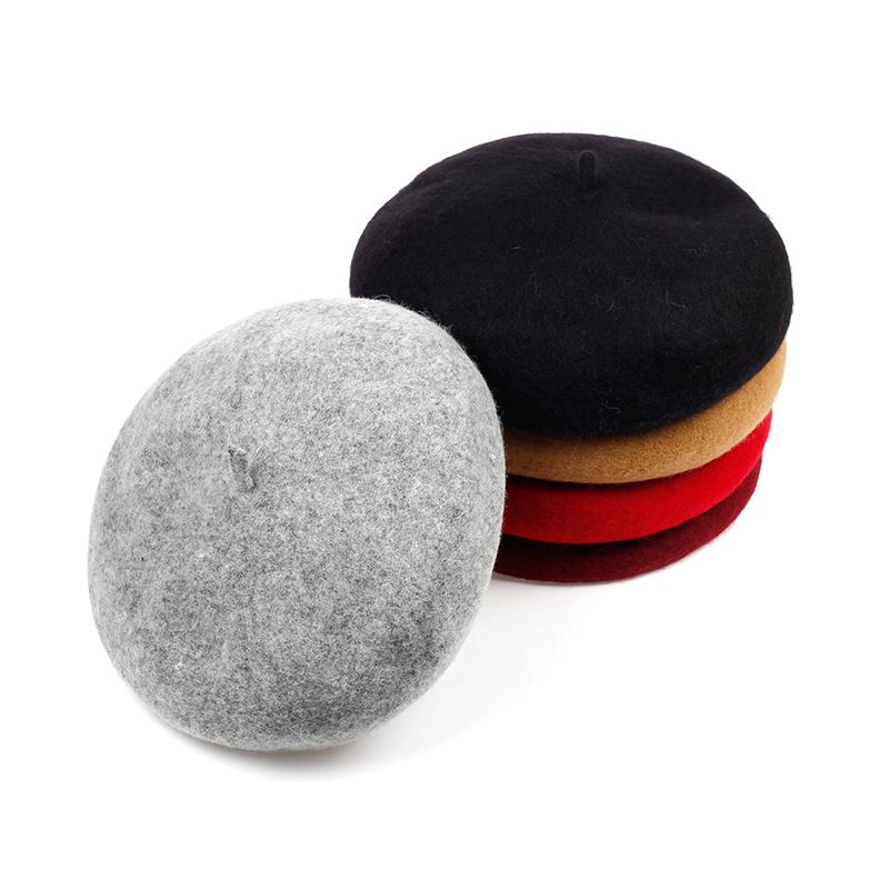 

Autumn winter new wild wool octagonal hat fashion adjustable beret hats ladies casual painter cap pure color wild caps, Black