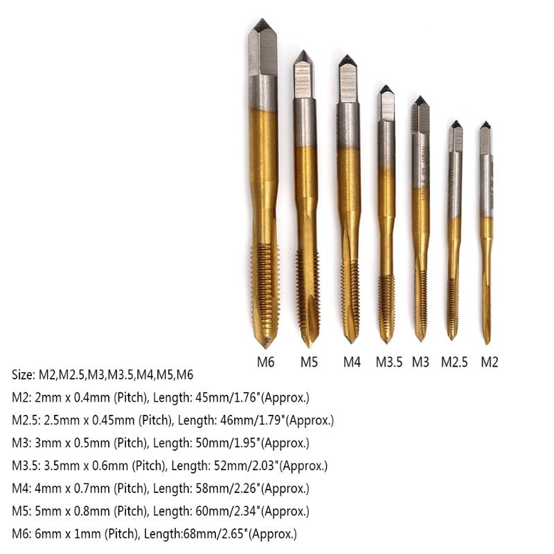 

1Pc M2/M2.5/M3/M3.5/M4/M5/M6 HSS Metric Straight Flute Thread Screw Tap Plug Tap Hand Cutting Tools