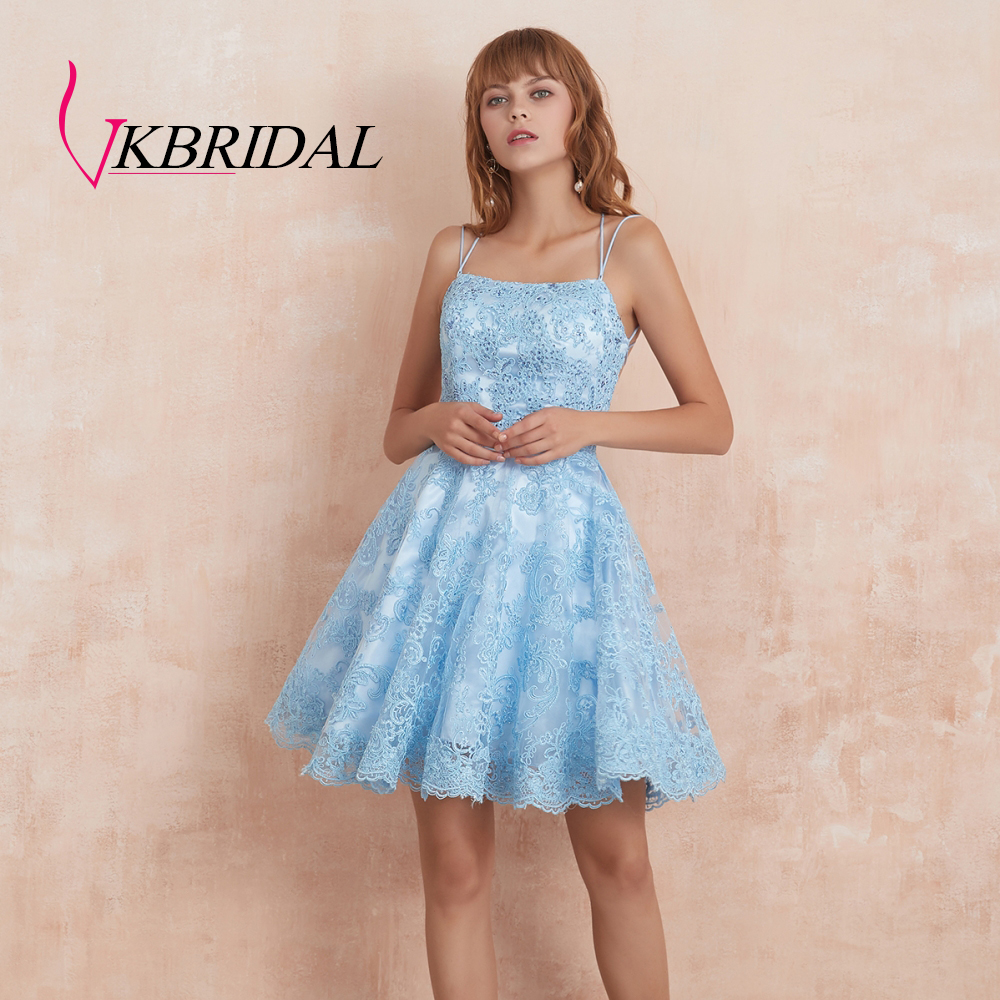 

Lace Beaded Homecoming Dresses Short Spaghetti Straps Blue Vestidos de Graduacion with Strappy Back Homecoming Dresses, Pink