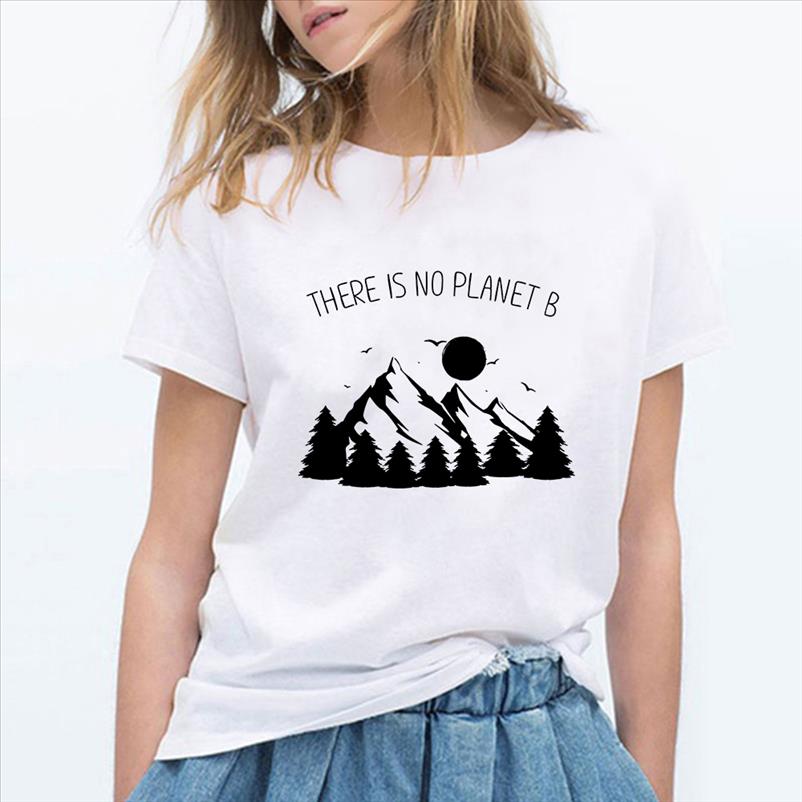 

female t shirt short sleeve hills there is no planet b t shirt women harajuku camiseta mujer vintage tshirt, White