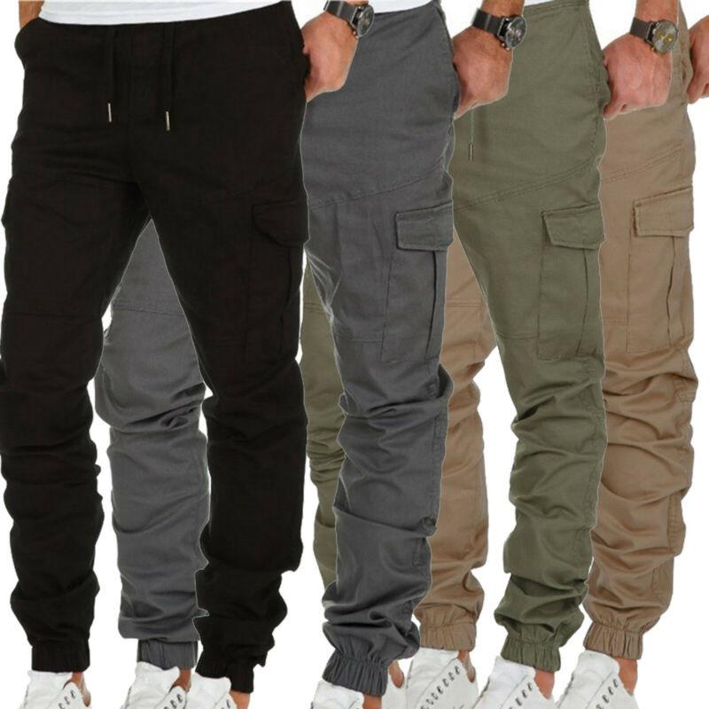 

Mens Joggers Elasticated Waist Work Pants Chino Trousers Mens Casual Style Cargo Joggers Pants Bottoms UK, Gray -