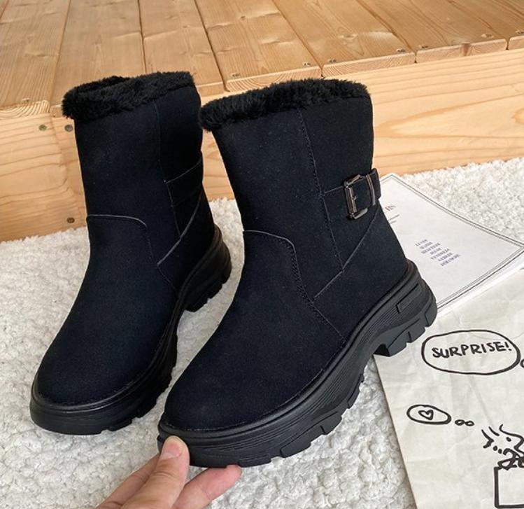 

Women Snow Boots Warm Short Fur Plush Winter Calf Boot Platform Ladies Warm Shoes Female Comfortable Shoes, Black