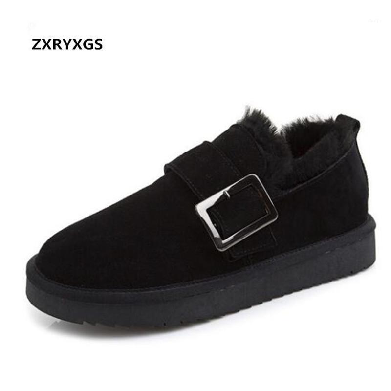 

New Matte Cowhide Warm Winter Boots Women Shoes Boots Flat Non-slip Large Size Thicken Warm Snow Shoes Woman Ankle1, Black