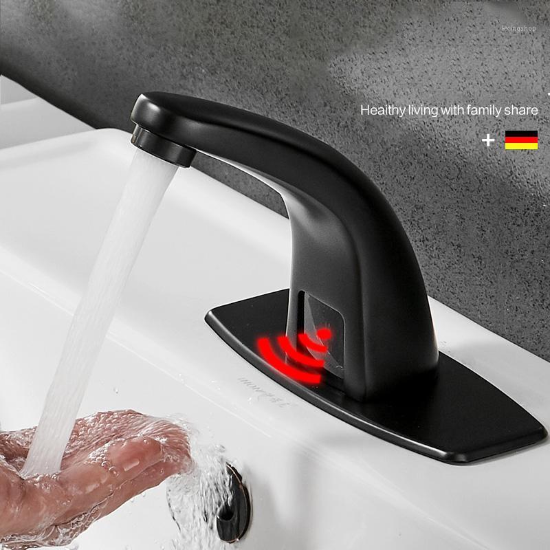 

Matte Black Hot & Cold Bathroom Automatic Touch Free Sensor Faucets water battery power Basin Faucet Brass Material Brass1