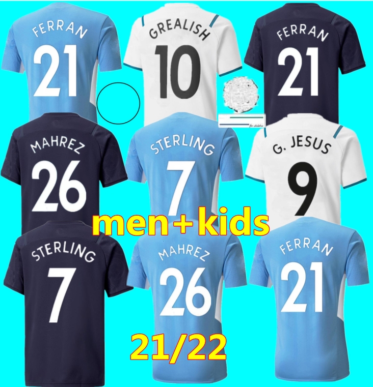 

21 22 soccer jersey GREALISH G.JESUS STERLING RÚBEN DE BRUYNE foden MAHREZ MENDY BERNARDO 2021 2022 football shirt adult Men kids kit uniforms Camiseta, Adult 3rd
