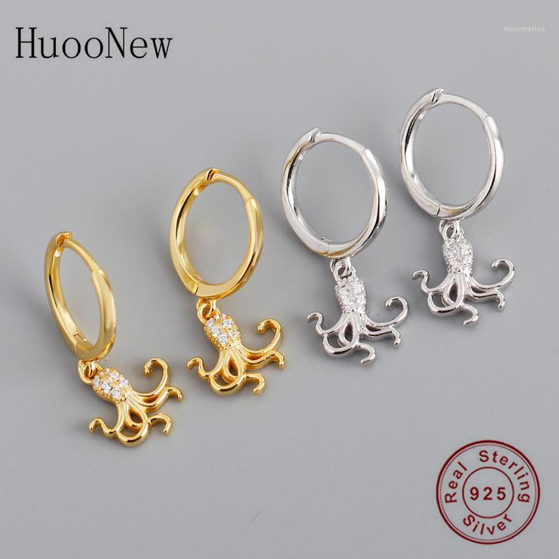 

925 Silver Gold Color Sea Animal Octopus Zircon Hoop Earring Piercing Pendientes Boucles Doreilles Brinco For Women 2020 Fashion1