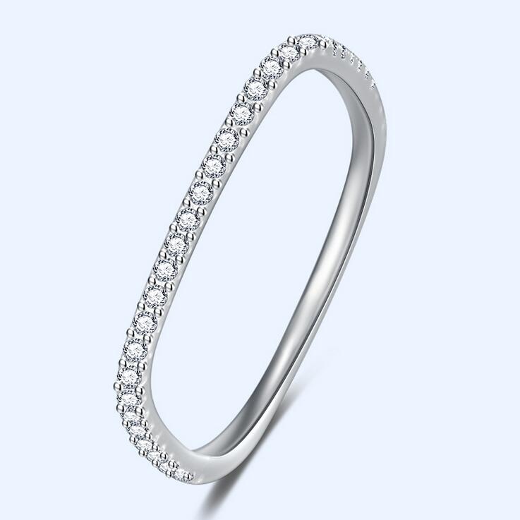 

2021 New Arrival Simple Fine Jewelry Real 925 Sterling Silver Pave White Sapphire CZ Diamond Party Square Ring Women Wedding Band Ring Gift