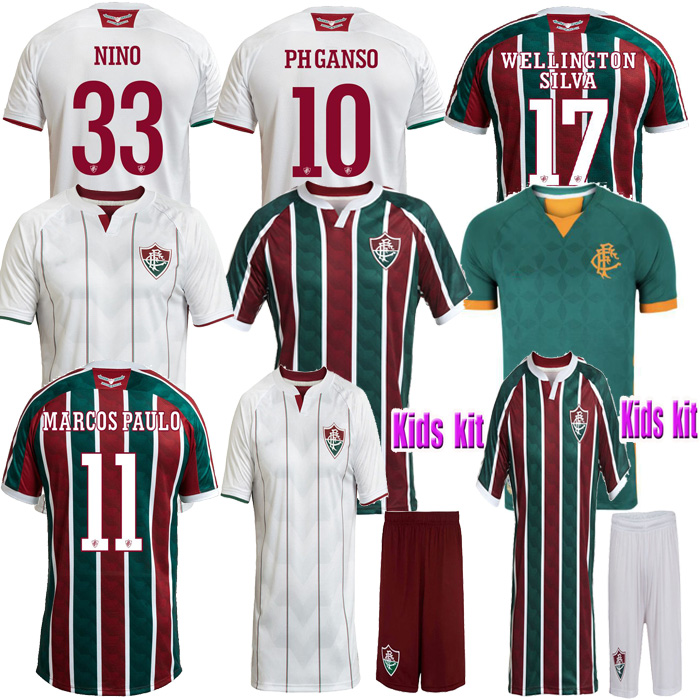 

20/21 Fluminense home PH GANSO soccer jersey Silveira Marcos Paulo Nascimento soccer 2020 Fluminense Adult men+ kids kit football shirt, Red