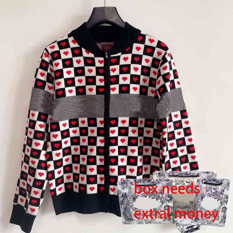 

Women' Knits & Tees Sweater Fashion Women Coats Black and White Plaid Lady Knitted Jacket Love Pattern Print Casacos Casual Loose Autumn Sweaters KMNZ