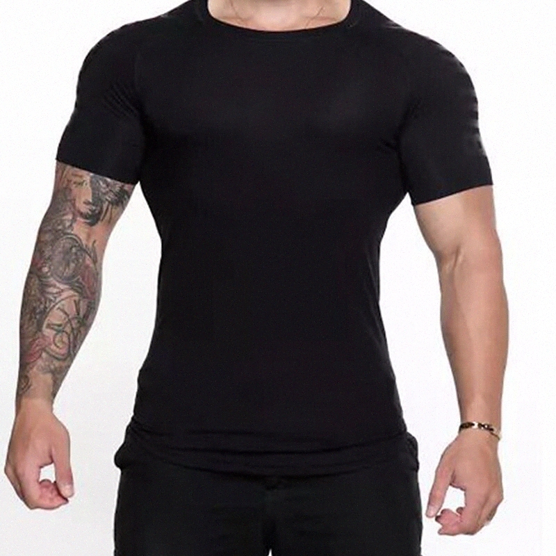 Men's T shirt Shirt Other Prints Striped Round Neck Sports Gym Print Short Sleeve Slim Tops Black / Gray Black / Navy Blue / Summer H3ZR#