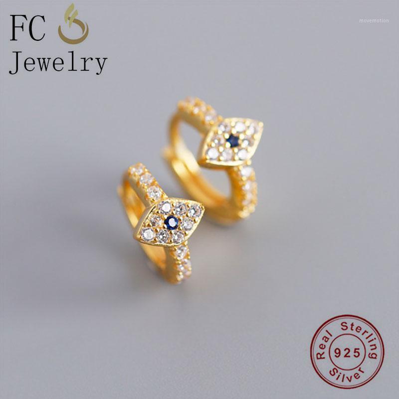 

FC Jewelry 925 Silver Mini Gold Color Turkish Evil Eye Huggies Hoop Earring For Women Geometric Ear Piercing Orecchini 2020 New1