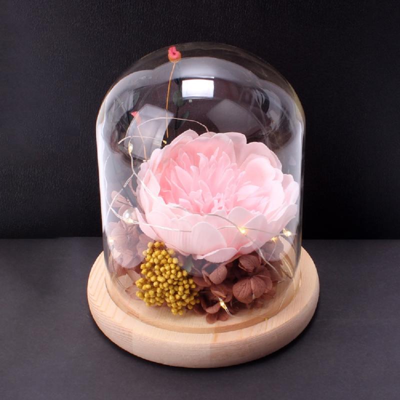 

Decorative Flowers & Wreaths Creative LED Lamp Glass Cover Lmmortal Decoration For Girlfriend Birthday Surprise Gift Soap Flower