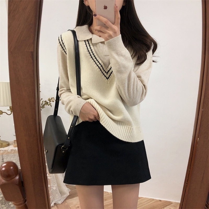 

Autumn Winter Knitted Jumper Warm Female Sweater sherpa puffer vests vest for Women sleeveless 201031, Apricot