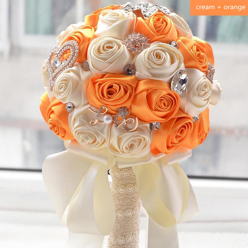 

Hot orange and cream strystal wedding bouquets bridal wedding bouquets for decoration, Diamter 20cm