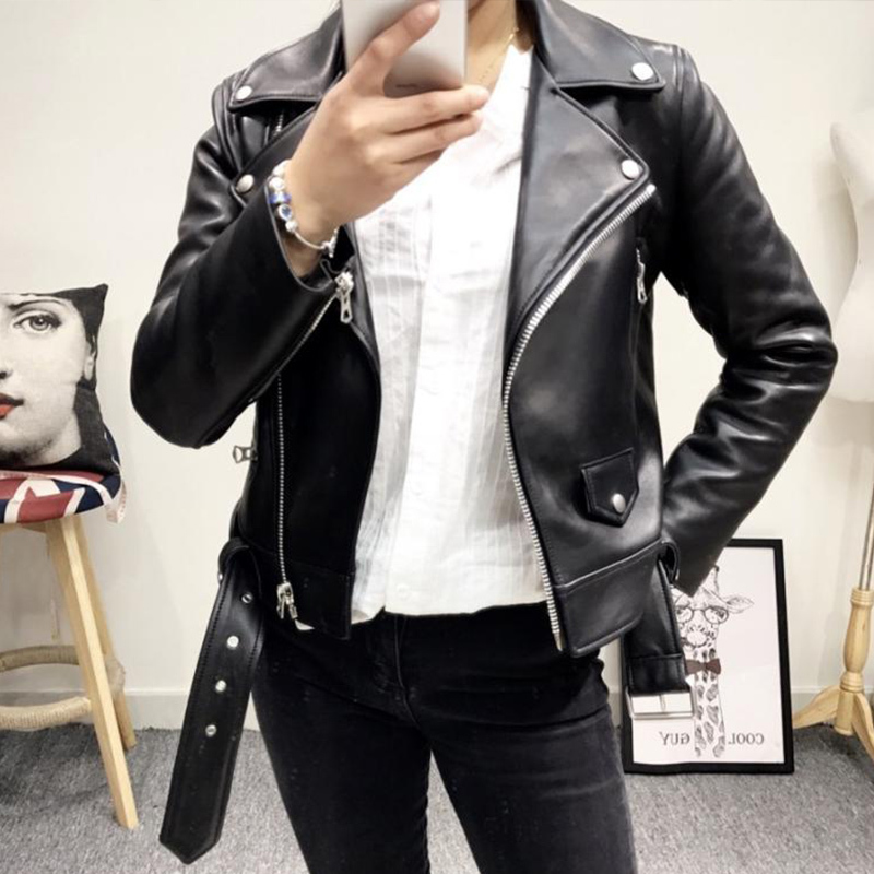 

2021 New Black Women Faux Collar Basic Coat Fines Pu Women's Leather Jacket FVHJ