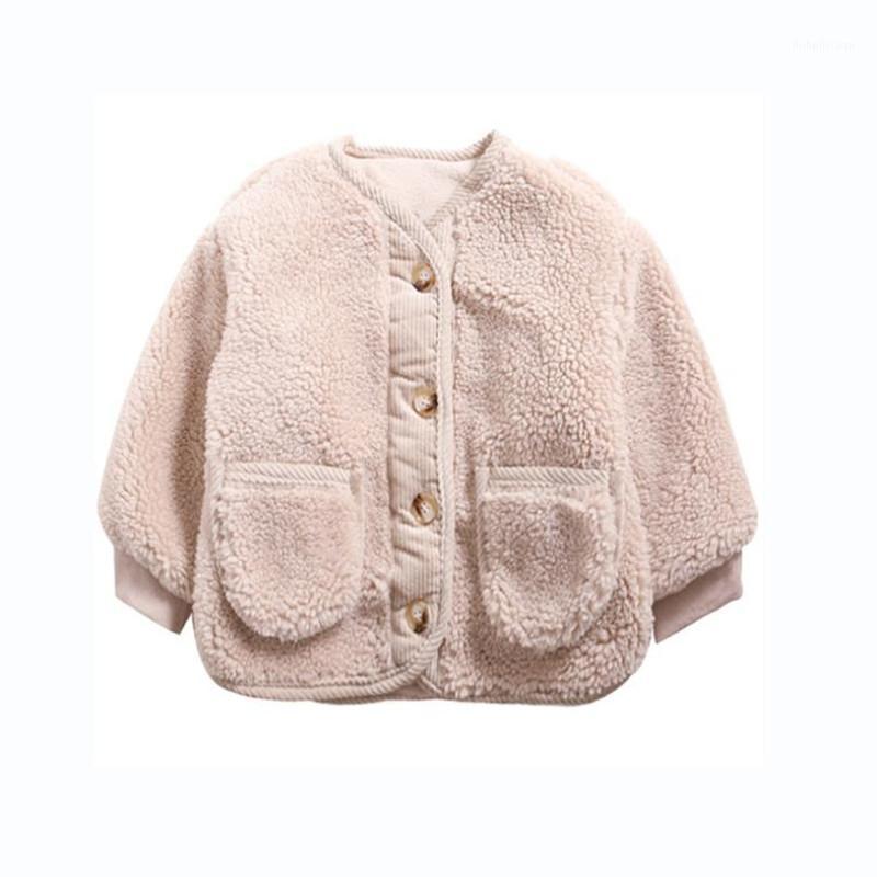 

Winter Toodler Boys Girls Soild Single-breasted Thicken Lamb Cardigan Coat Korean Kids Warm Outwear For 1-8Yrs Children Clothes1, Ivory