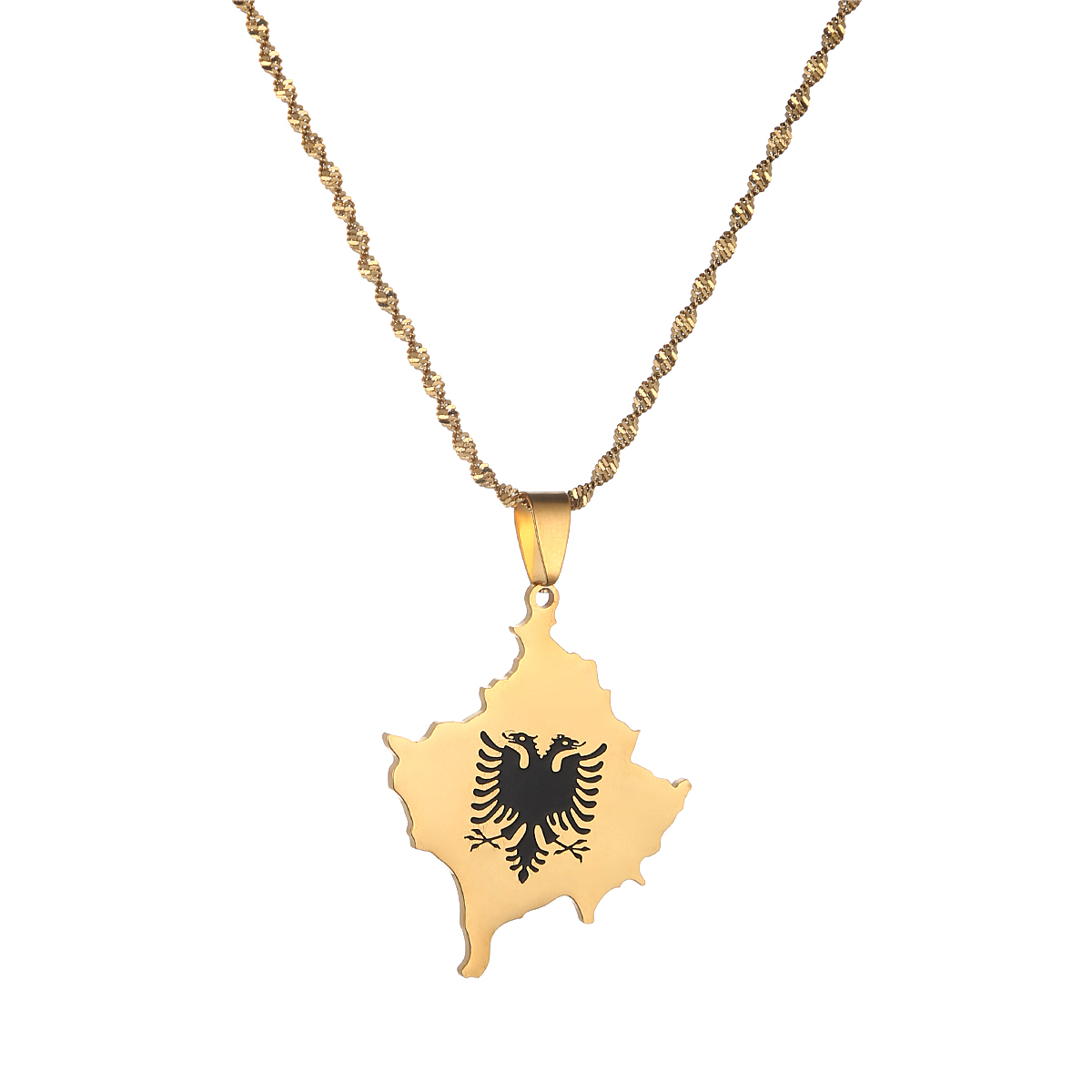 

Kosovo Map Albania Eagle Pendant Necklaces For Men Women Jewelry Ethnic Gifts