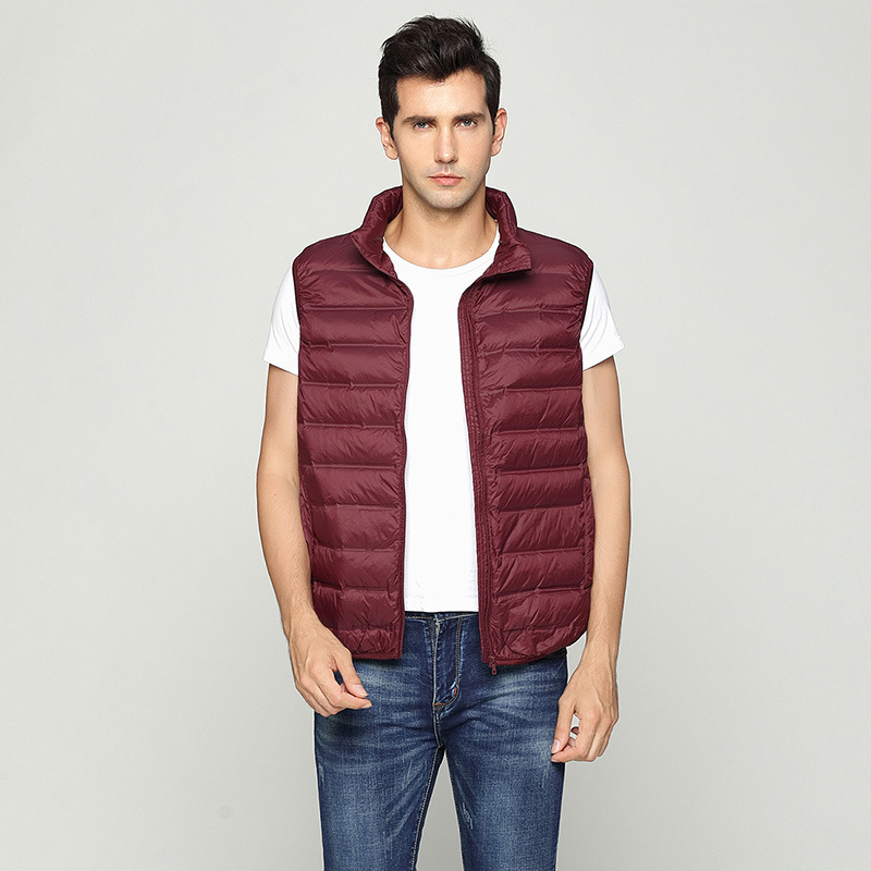 

2021 and Winter Autumn Male Ultra-thin Short Jacket Big Portable Size Down Vest 0b3c, Beige