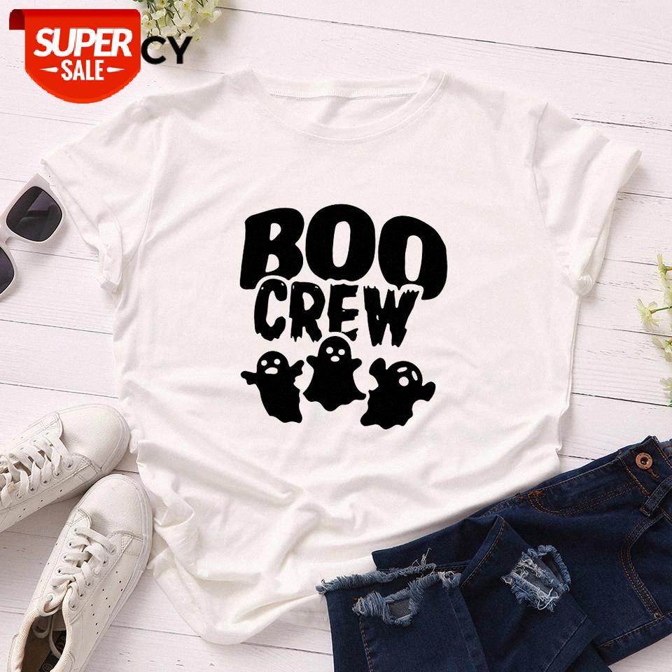 

JFUNCY Plus Size Halloween Women T-shirts Female Short Sleeve Tee Tops Print Woman Casual Tshirt 2020 Summer Cotton T Shirt #XK9A, White