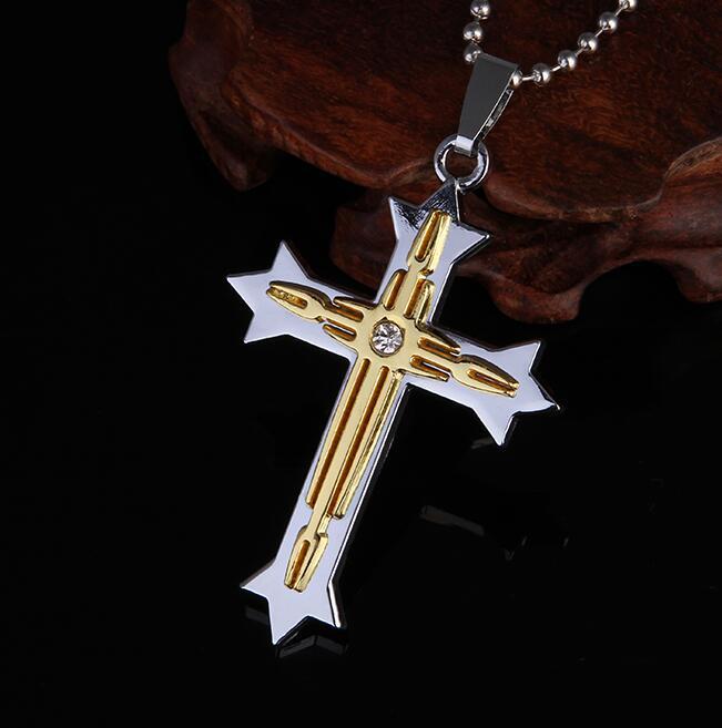 

Personality Creative Crown Classic Simple Cross Necklaces & Pendants Titanium Steel Black Color for Female and Male