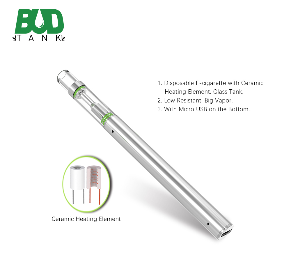 

BUD D1s Disposable E Cigarettes Empty Vape Pen 0.5ml Oil Cartridges Micro USB Charger 310mAh Battery Ceramic Coil Vaporizer Pen Starte Kit
