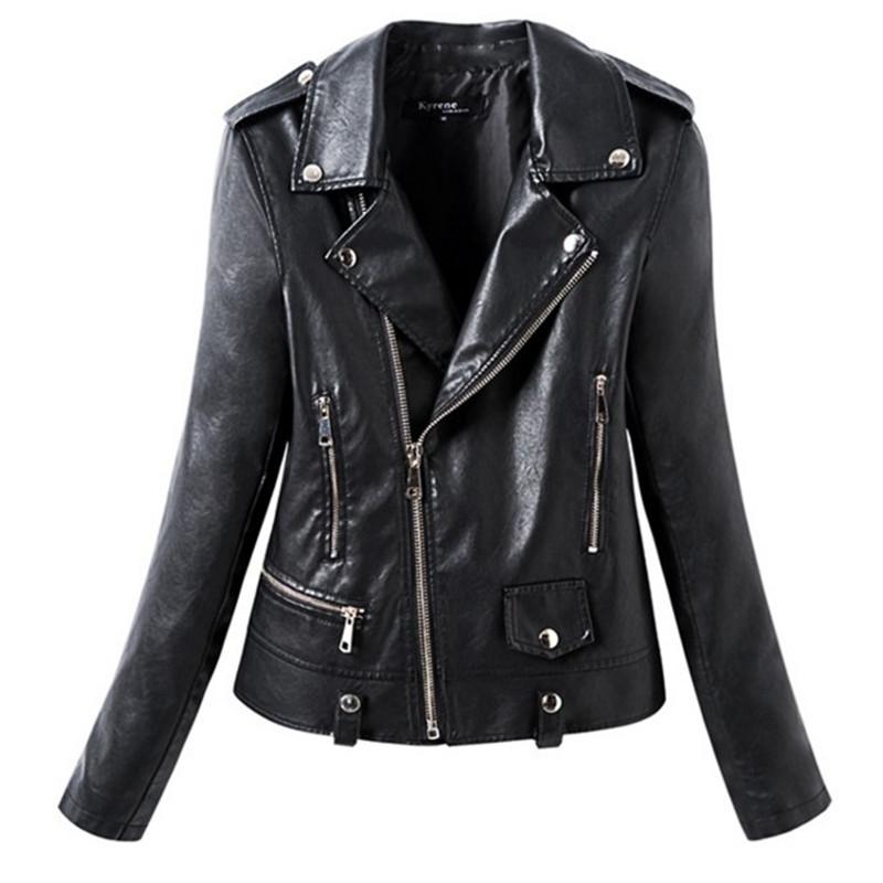 

Autumn Winter Faux Leather Jacket Women Casual Basic Jacket Coat Motorcycle Lady Female Fashion Zipper Street Black Color