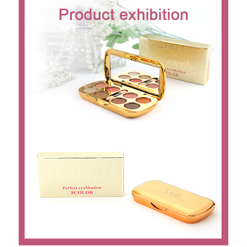 

Newly 8 Colors Glitter Eyeshadow With Brush Face Makeup Cosmetics Shiny Eye Shadow Palette CLA88, As picture