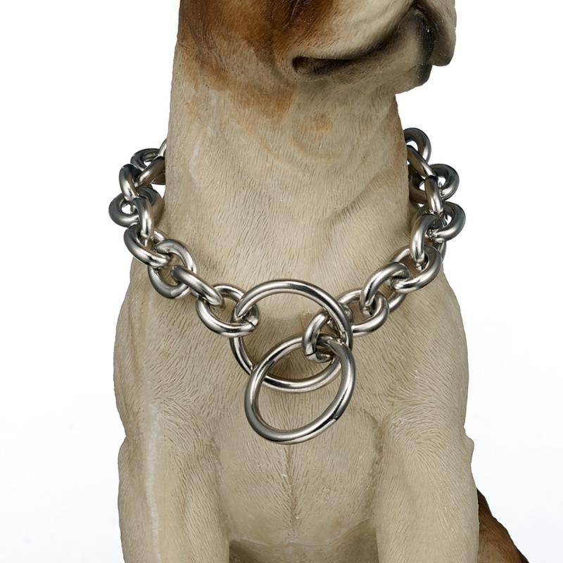 

Top quality 15mm 12~34 inch Silver Color Round Curb Cuban Pet Link Stainless Steel Large Dog Chain Collar Pet Necklaces