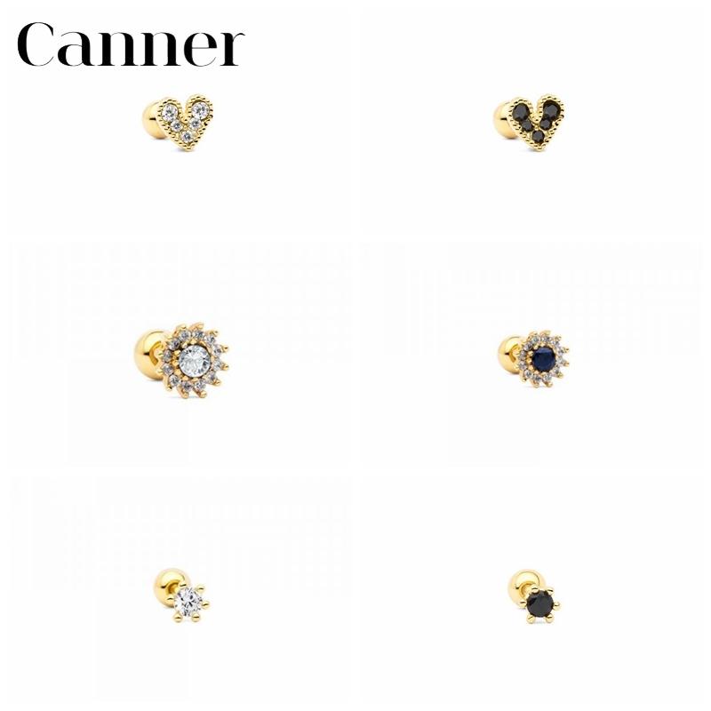 

BOAKO 1pcs 925 Sterling Silver Stud Earrings For Women Spark Heart Shape CZ Earrings Fine Jewelry Piercing pendientes Aretes W5