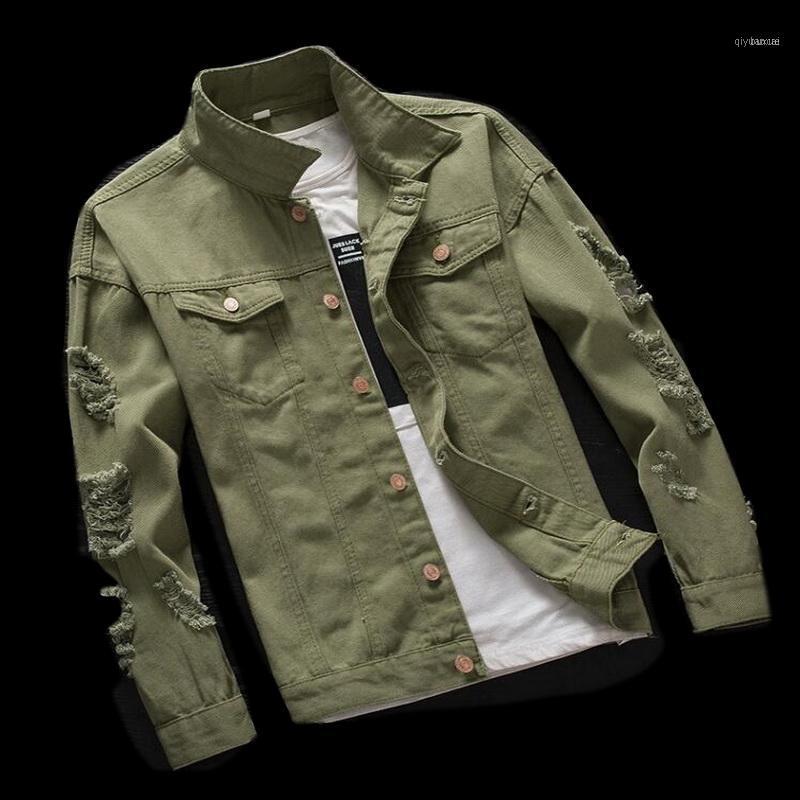 

Casual Slim Denim Jacket For Men Hip Hop Denim Jacket Men Windbreaker Streetwear Ripped Jeans Bomber11, White